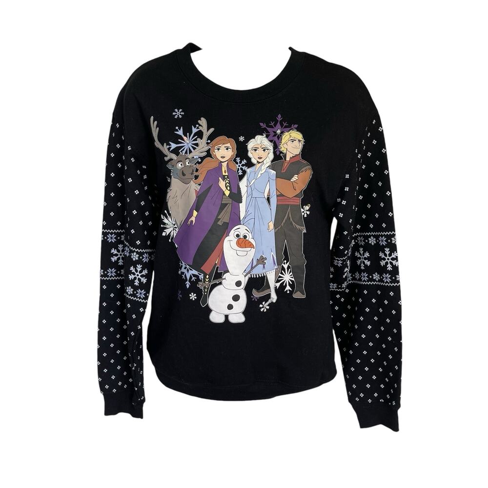 NEW NWOT Disney Frozen Black Long Sleeve Pullover Light Up Twinkle Sweatshirt